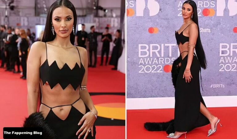 Maya Jama Flashes Her Boobs and Abs in a Very Skimpy Dress at The BRIT Awards (Photos)