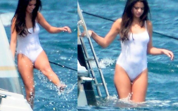Selena Gomez See Through One Piece Lingerie Beach Set Leaked