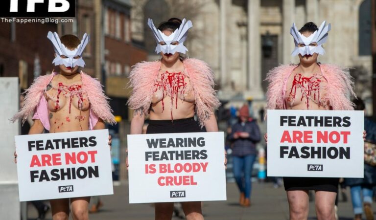 PETA Topless Protest at Use of Feathers in the Fashion Industry (32 Photos)
