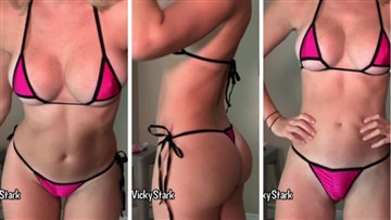 Vicky Stark Youtuber Hot Pink Micro Bikinis Try Video